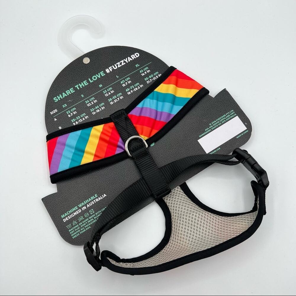 Fuzz Yard Rainbow Striped Print Dog Harness Dog’s Size Large - Picture 4 of 6